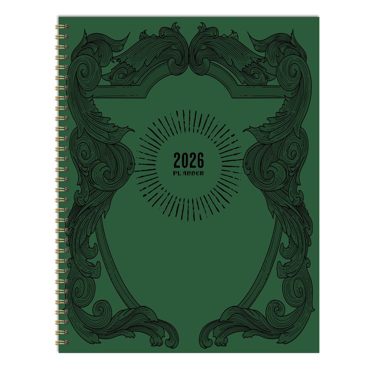 Edge Collections - 9" x 11" - Green - Gothic 2026 Weekly and Monthly Planner - 1 Piece